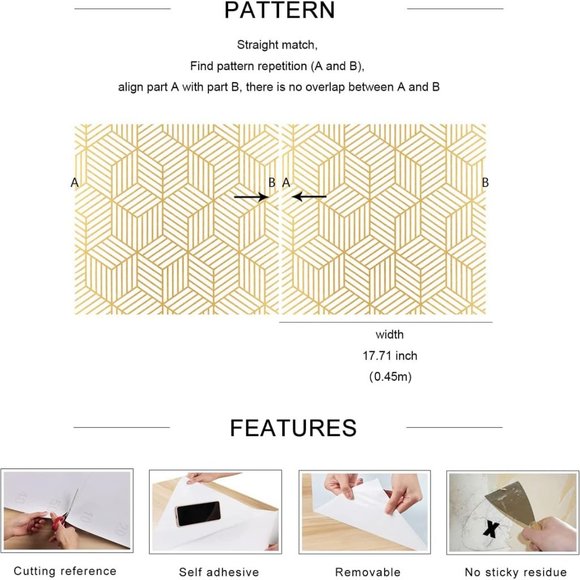 Golden Stripes Drawer Liner Self-Adhesive - Picture 3 of 4